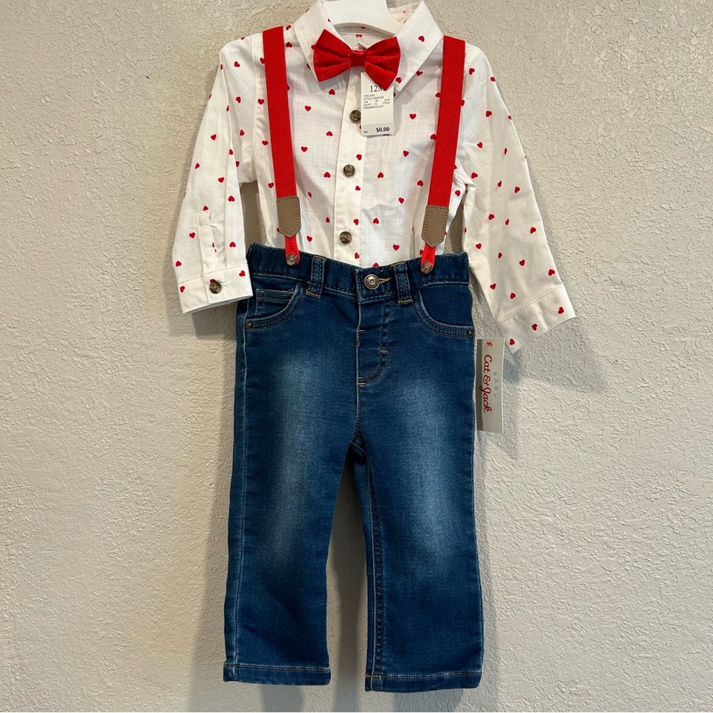 Cat & Jack Red and White Suspenders Elastic Accessories